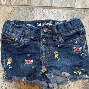 Girls Cat & Jack Floral Embroidered Jean Shorts